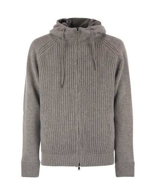 Herno Gray Reversible Padded Wool Bomber Jacket for men