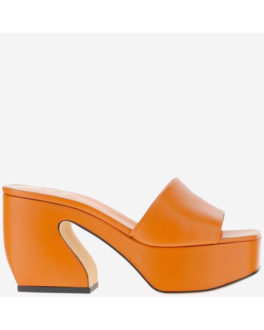 SI ROSSI Leather Platform Sandals in Orange | Lyst