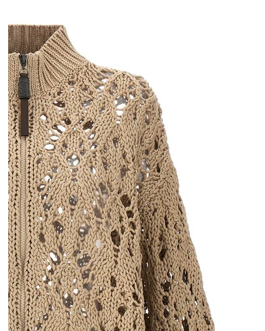 Brunello Cucinelli Natural Knit Cardigan Sweater, Cardigans