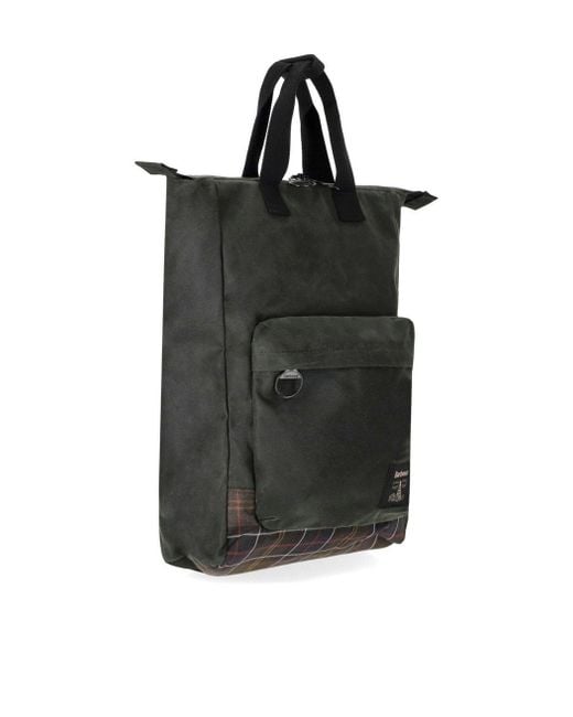 Barbour Black Field Waxed Sage Backpack for men