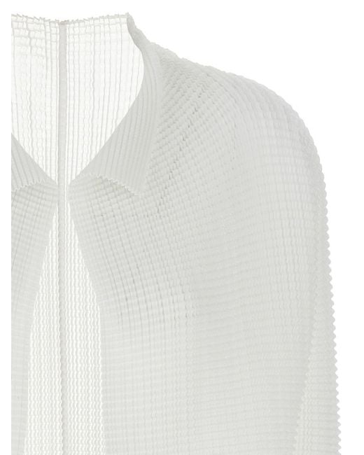 Issey Miyake White 'wooly Pleats-56' Cardigan