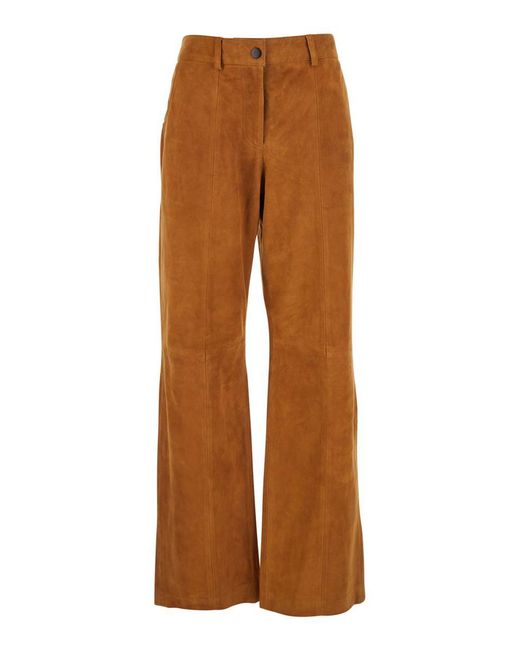 Tela Brown Pants With Belt Loops And Semi-Elastic Waist