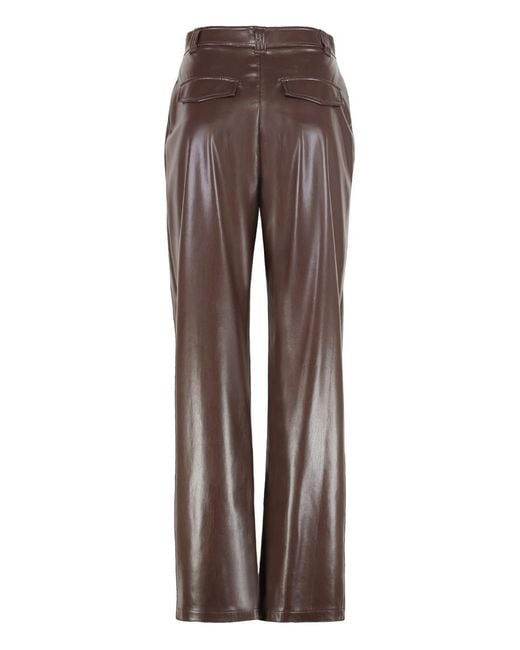 Pinko Brown Balloon Pants Leather Effect