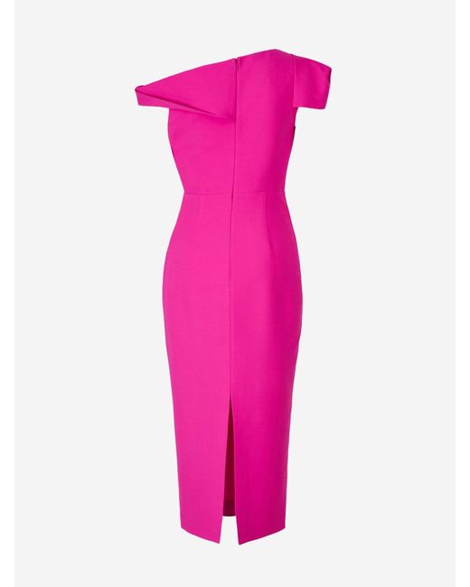 Roland Mouret Pink Asymmetric Wool Dress