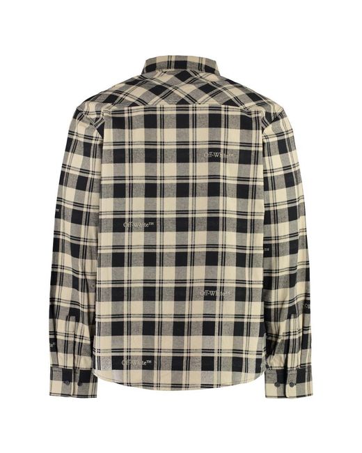 Off White c o Virgil Abloh Off Checked Flannel Shirt in Natural for Men Lyst UK