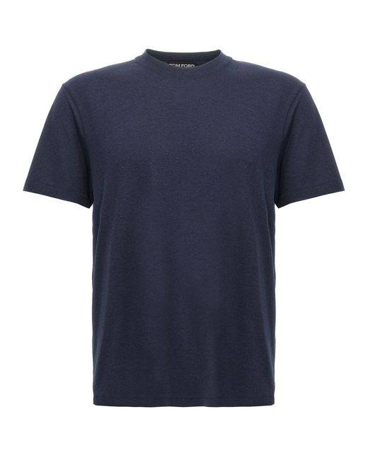 Tom Ford Blue Cotton Lyocell T-shirt for men