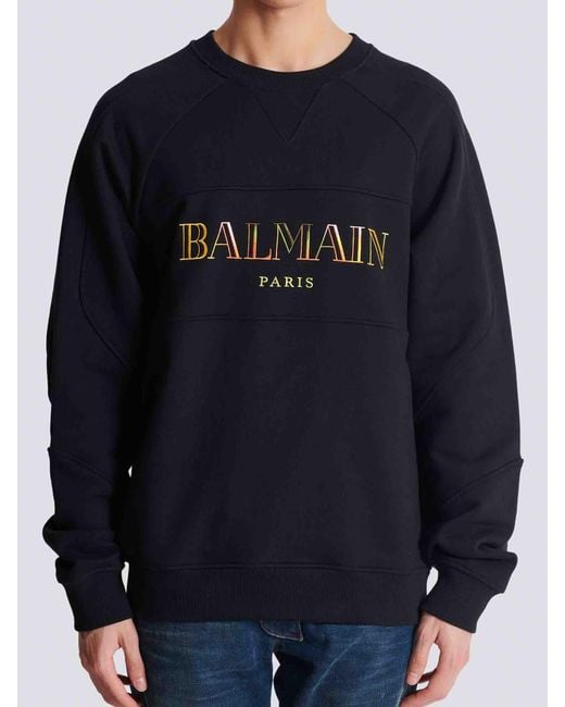 Balmain Black Crew Neck Sweatshirt for men