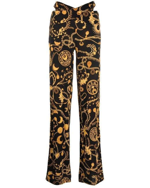 MARINE SERRE Black High Waisted Printed Trousers