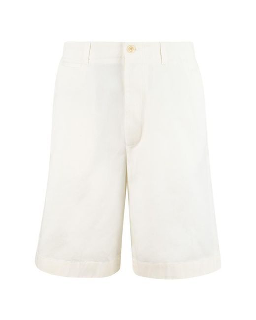 Gucci White Cotton Drill Shorts for men