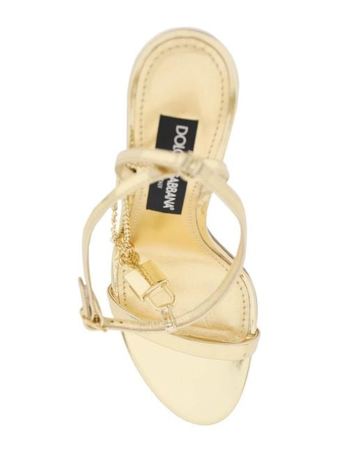 Dolce & Gabbana Metallic Keira 105mm Padlock-detail Sandals
