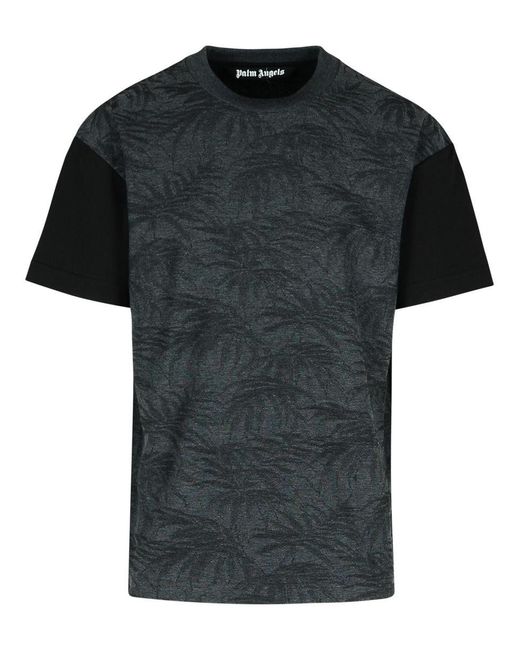 Palm Angels Black 'Palms Curved' Cotton Blend T-Shirt for men