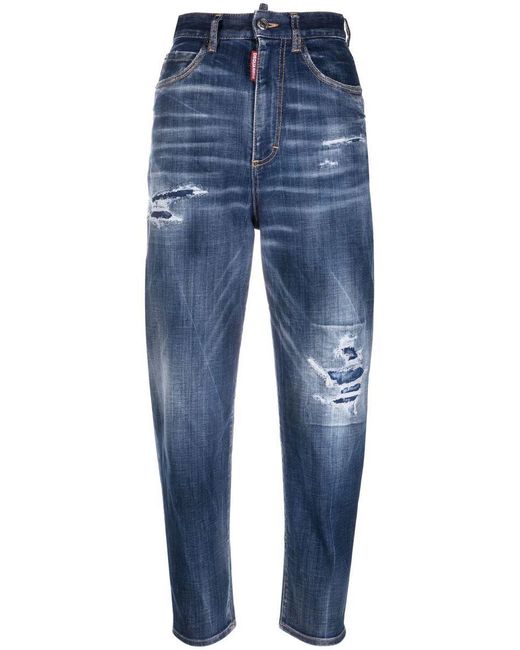 DSquared² Blue Distressed Cropped Jeans