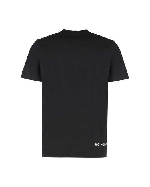 Moncler Black Cotton T-shirt With Logo for men
