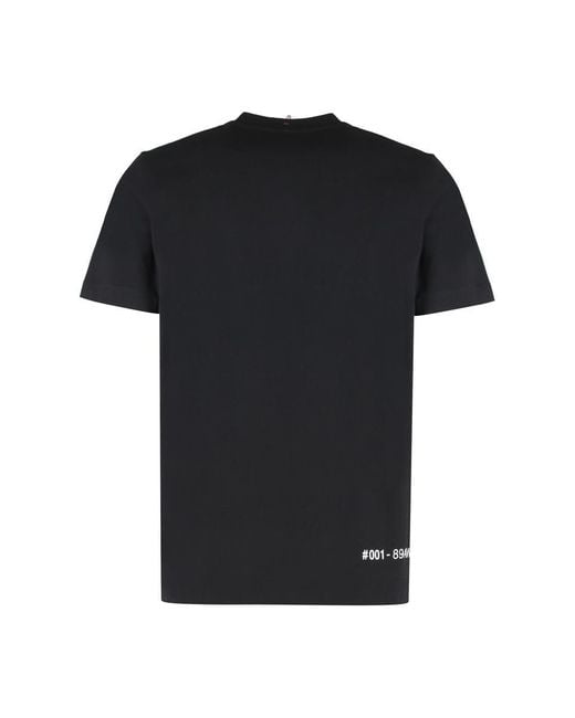 Moncler Black Cotton T-shirt With Logo for men