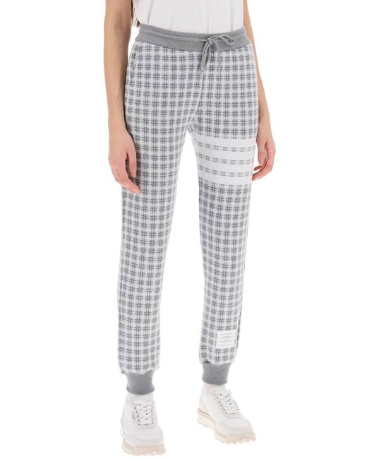 Thom Browne Gray 4-bar joggers In Check Knit