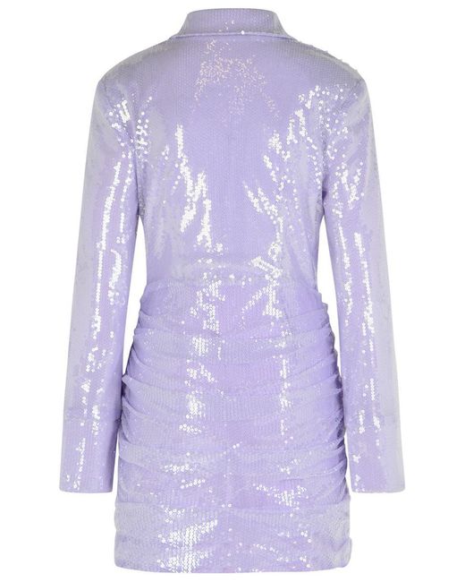 ROTATE BIRGER CHRISTENSEN Purple Misty Lilac Polyester Sequined Mini Dress