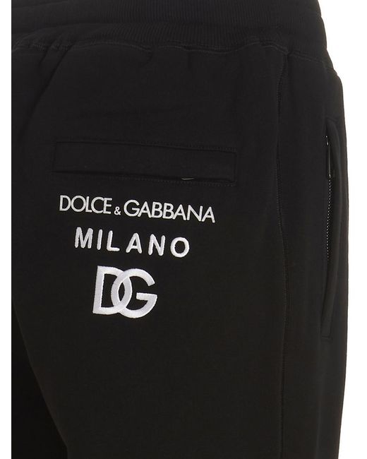 Dolce & Gabbana Black Logo Embroidered Cotton Track Pants. for men