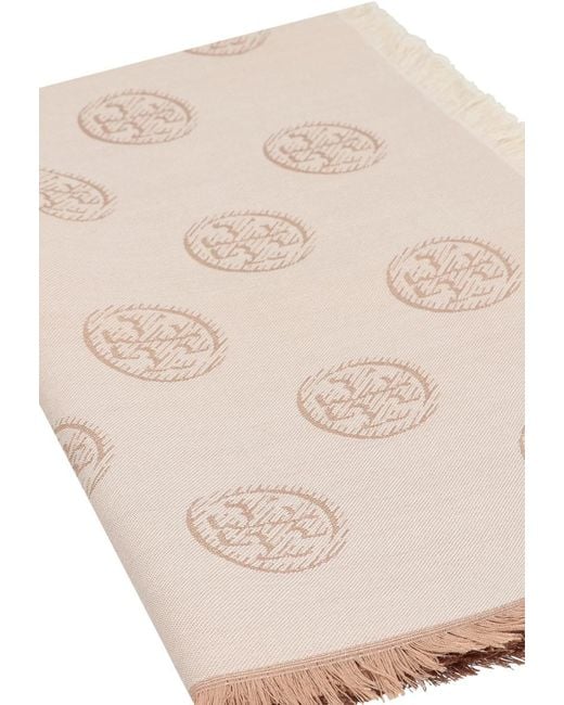 Tory Burch Natural Wool And Silk Scarf