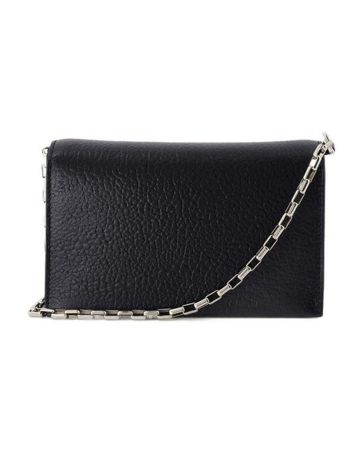Alexander McQueen Black Leather Mini Cross-Bar Clutch