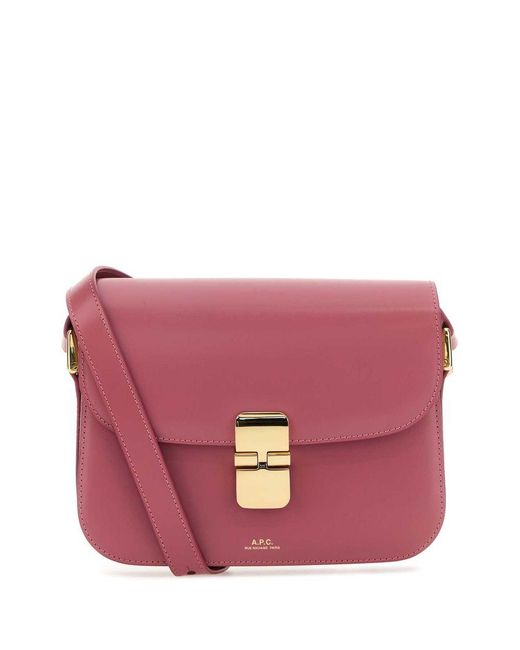 A.P.C. Pink Dark Leather Small Grace Crossbody Bag