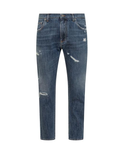 Dolce & Gabbana Blue Denim Jeans With Abrasions for men
