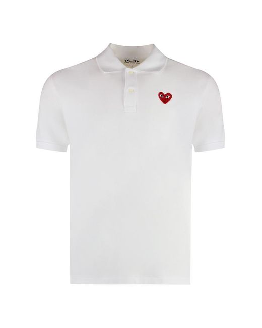 COMME DES GARÇONS PLAY White Cotton-Piqué Polo Shirt for men