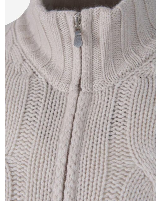 Gran Sasso Gray Cable Knit Cashmere Cardigan for men