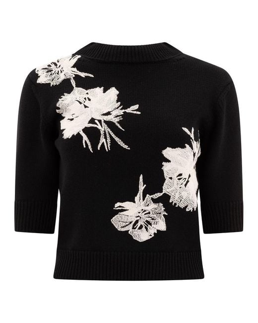 Elie Saab Black Embroidered Sweater