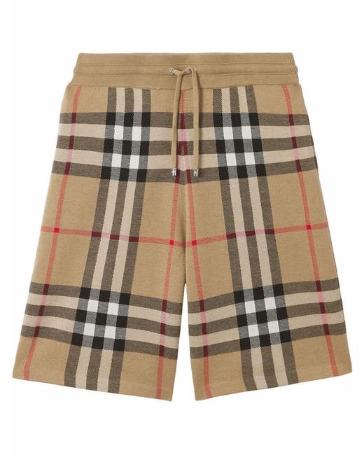 Burberry Natural Check Motif Wool Shorts for men
