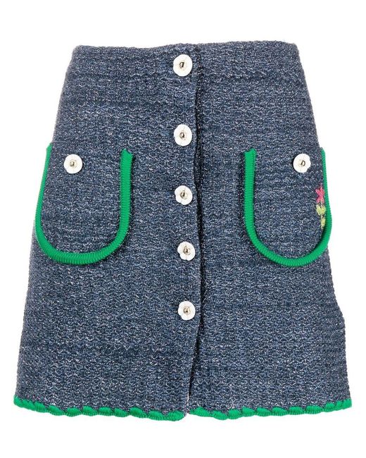 Cormio Blue Cotton Mini Skirt