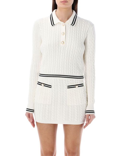 Alessandra Rich White Knitted Polo