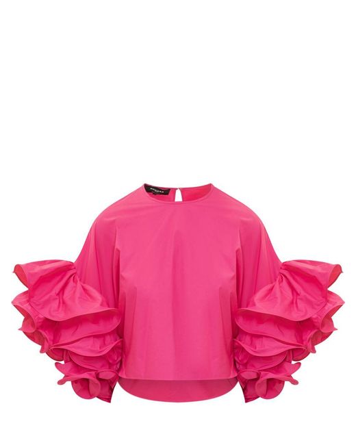 Rochas Pink Top With Curled Sleeves