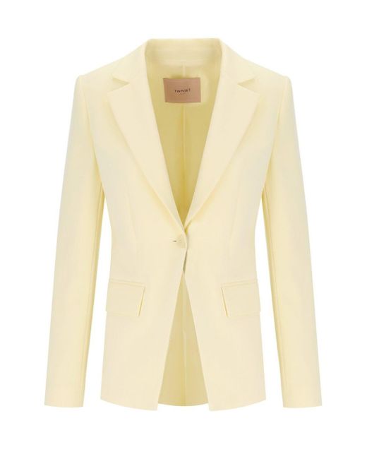 Twinset Yellow Vanille Crepe Single Breasted Blazer