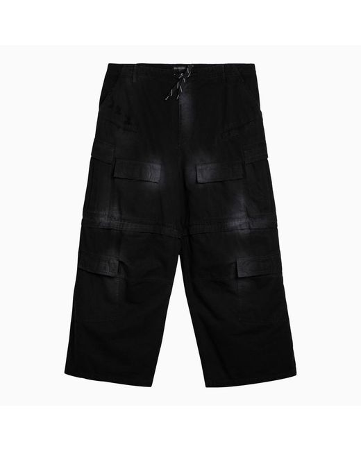 Balenciaga Black Washed Convertible Cargo Trousers for men