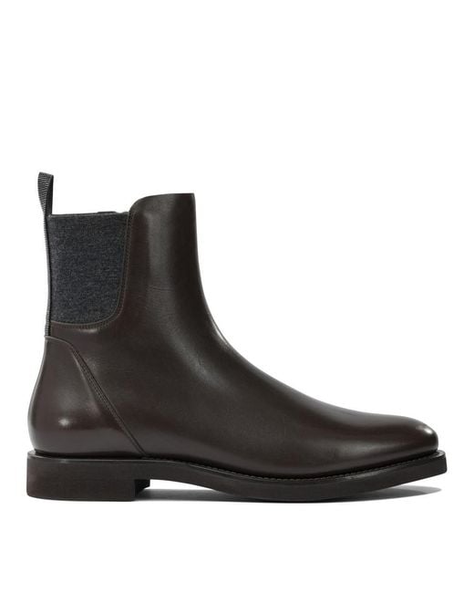 Brunello Cucinelli Black "Chelsea Boot" Ankle Boots