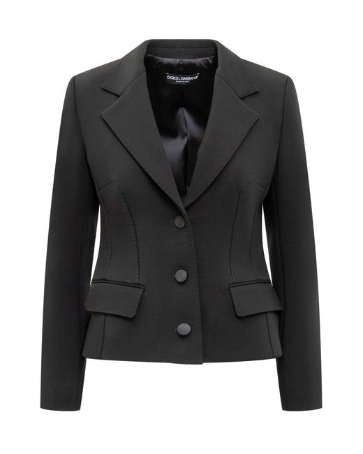 Dolce & Gabbana Black Stretch Wool Canvas Jacket
