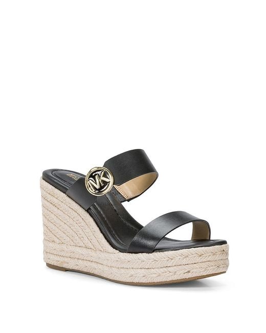 Michael Kors Natural Lucinda Wedge Sandals With Double Leather Strap