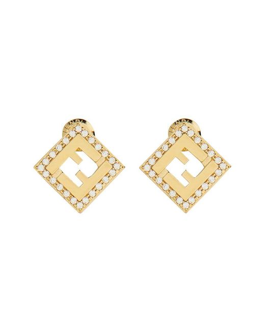 Fendi Metallic Logo-Shaped Earrings