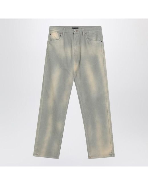 Prada Gray Light Corduroy Trousers With Washed Effect for men