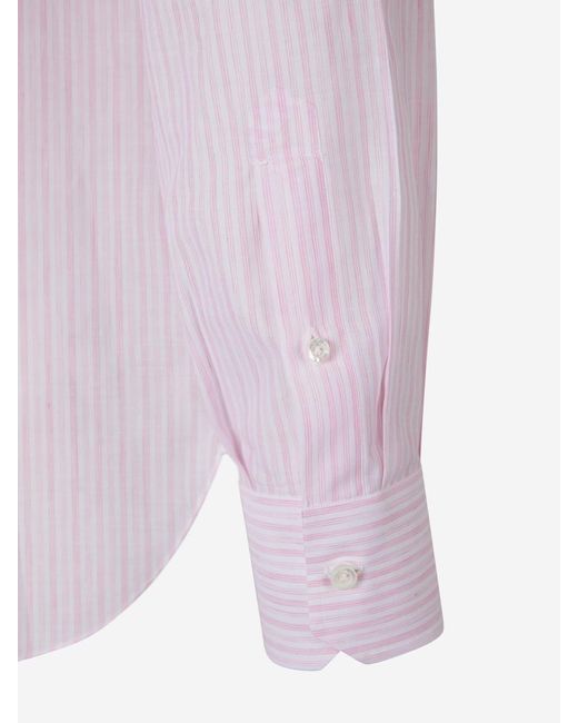 Isaia Pink Striped Motif Shirt for men