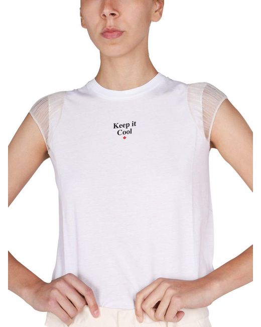 DSquared² White Dsquared Logo Print T-Shirt