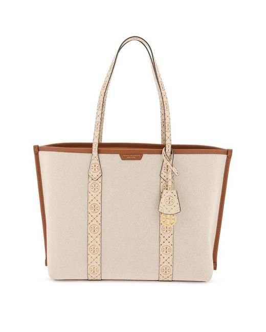 Tory Burch Natural Canvas Perry Shopping Bag