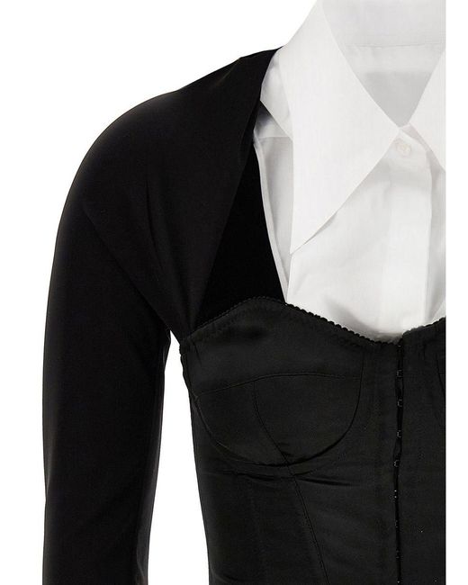 Dolce & Gabbana Black Layered-Shirt Corset