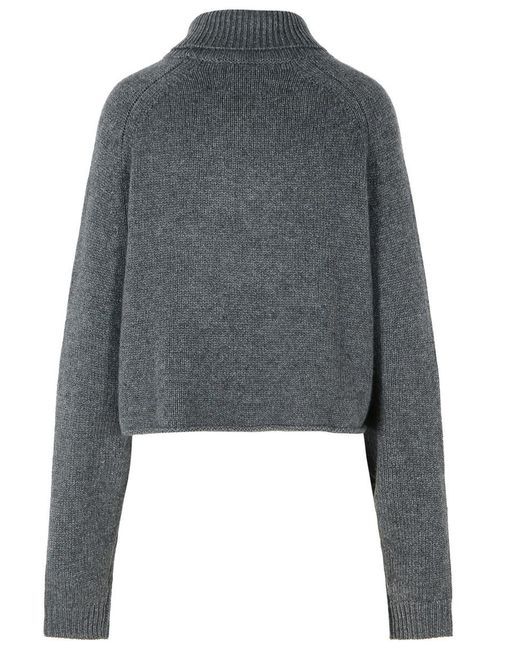Lisa Yang Gray 'Cathie' Dark Cashmere Turtleneck Sweater