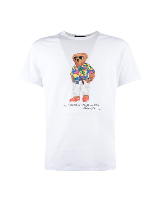 Ralph Lauren White Polo Bear Jersey Classic-Fit T-Shirt for men