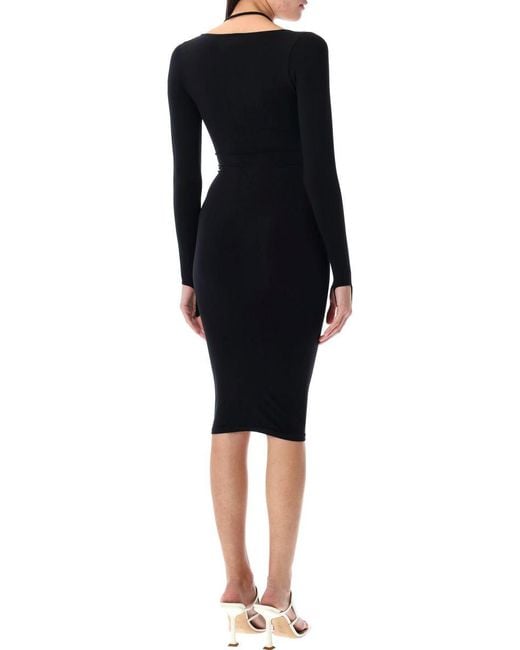 ANDREADAMO Black Sculpting Jersey Midi Dress