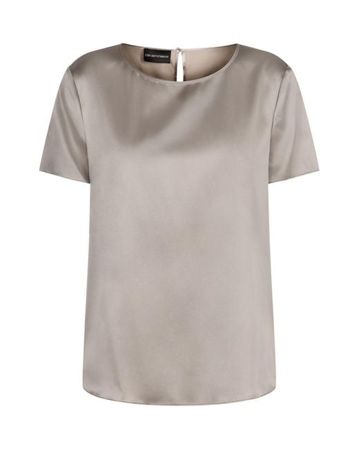 Emporio Armani Gray Silk Satin T-Shirt