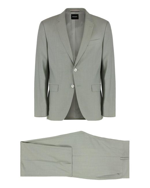 Boss Gray Virgin Wool Blend Two-Pieces Suit for men