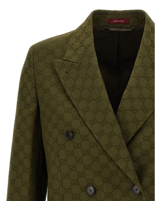 Gucci Green Gg Double-breasted Blazer