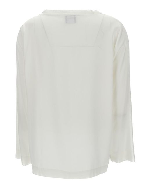Plain White Long-Sleeved Blouse